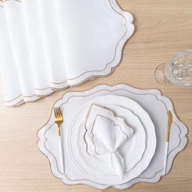 Imagem de Kit 24 Pçs 12 Lugares Mesa Posta Sousplat Jogo Americano Realeza Borda