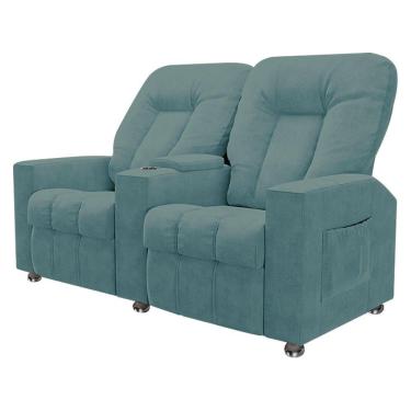 Imagem de Poltrona Reclinável Para Cinema 2 Lugares Sora Veludo Fh1 - D'rossi Cor Azul Claro