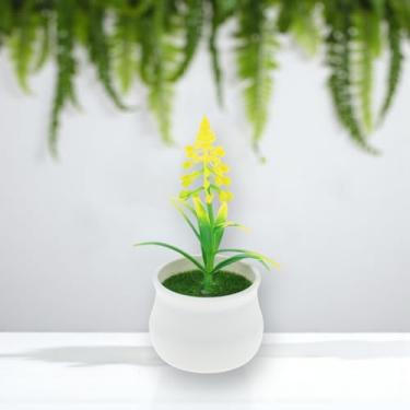 Imagem de Generic 1 mini bonsai artificial de pinho de plantas artificiais amarelo 5 x 5 x 12 cm