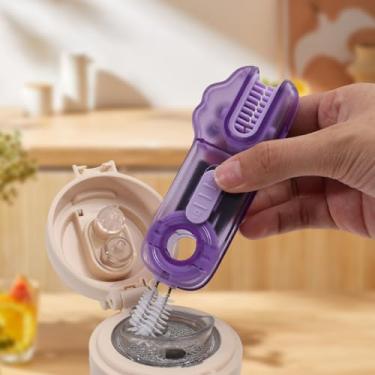 Imagem de Escova de limpeza de garrafa de desenho animado 3 em 1, copo de água, escovas de plástico, ferramentas de limpeza multifuncionais, 13,5 x 4,5 x 2 cm