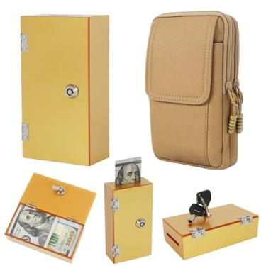 Imagem de SAFECaixa de dinheiro acrílica para jogadores extragrande, brilhante com glitter dourado para cassino, controle de jogador, organizador de dinheiro compacto, portátil, seguro, cofre com chaves e bolsa