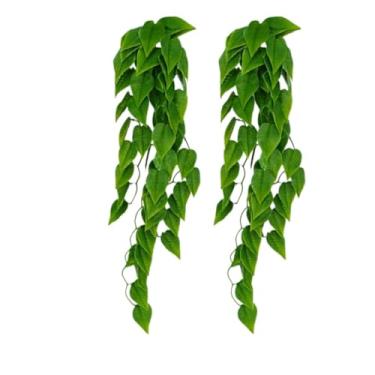 Imagem de Kit 2 Buquês de Folhagem Artificial Pendente 65cm – Plantas Verdes Permanentes para Arranjos, Casamentos, Festas e Decoração de Ambientes(2 Jibóia verde 70vm)