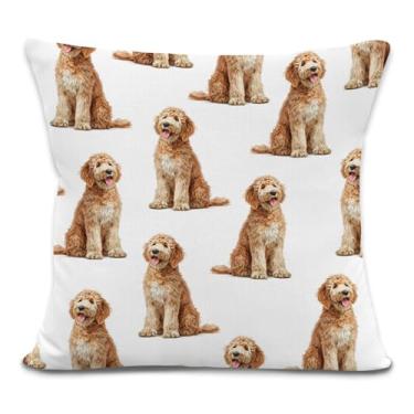 Imagem de Yorhifa Goldendoodle Capas de travesseiro 45,7 x 45,7 cm, presentes para donos de cães, presentes para donos de cães Goldendoodle, capas de almofada para sofá, decoração de quarto de casa
