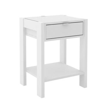 Imagem de Mesa de Cabeçeira para Quarto Decorativa AZ1016 MDP Branco/Branco - Gran Belo