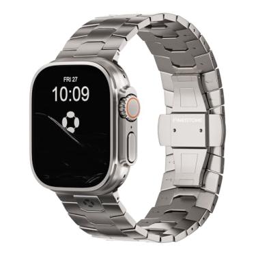 Imagem de FiNESTONE AGIS02 Pulseira de titânio para Apple Watch Ultra 3 Ultra 2 Ultra 49 mm Pulseira de metal ajustável de alta qualidade com fecho borboleta - cor natural