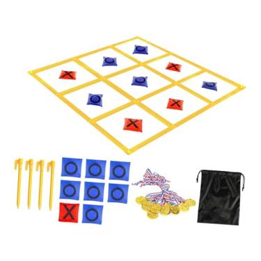 Imagem de KiBcsLic Jogo da Velha para Jardim, Quintal, Gramado, 120x120cm (47,24x47,24 polegadas), Jogo de Arremesso de Sacos de Areia, Brinquedo para Encontros e, Sudoku Amarelo