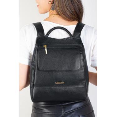 Imagem de Mochila pequena antifurto de couro Susan - Andrea Vinci, Preto