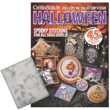 Imagem de VolcanoStitching Conjunto de revistas de ponto cruz de Halloween - Just Cross Stitch 2025, edição especial de colecionador de Halloween com tecido Aida tingido à mão, 14 unidades, edição limitada