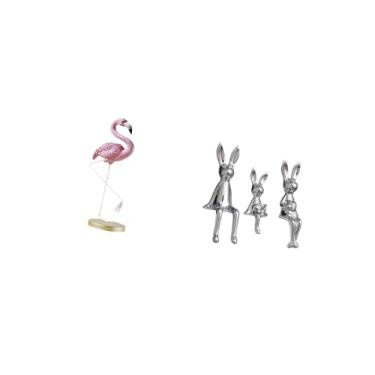 Imagem de Fenteer Estátua de Flamingo em Resina, Escultura de Pássaro, Decoração para Casa, Lareira, Arte Moderna, Estatueta de Jardim, Suporte de Metal, Quintal, Lago,