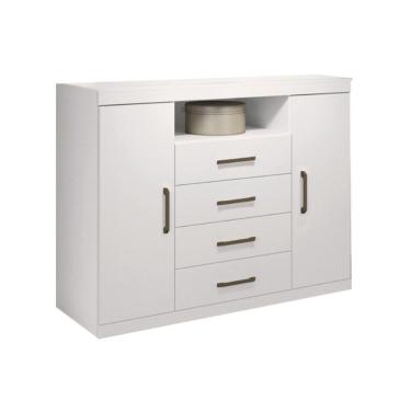 Imagem de Cômoda De Quarto Master C/ 2 Portas 1 Nicho E 4 Gavetas Branco Santos Andirá