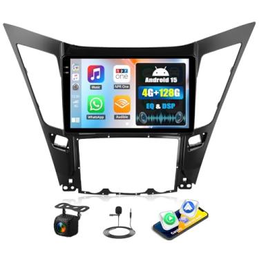 Imagem de [4 + 128 G] Rádio estéreo para carro Android 15 para Hyundai Sonata 2010-2015 com carro sem fio e Android Auto, rádio de carro de 23 cm com conexão espelhada Bluetooth FM/RDS WiFi GPS EQ DSP SWC +