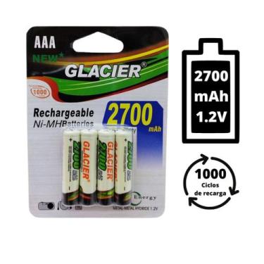 Imagem de Pilha Palito Recarregável Cartela C/ 4 Unidades Glacier AAA 2700mah