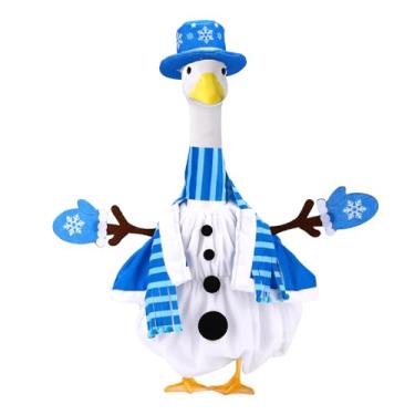 Imagem de Roupas Inverno Ganso para Estátuas 58cm, Fantasia Fofa Natal Ganso Jardim Roupa para Decoração ao Ar Livre Pátio Varanda Gramado (Boneco de Neve)