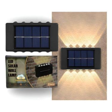 Imagem de 2X Arandela Solar 2 Focos Parede Slim 10 Fachos Led Externa
