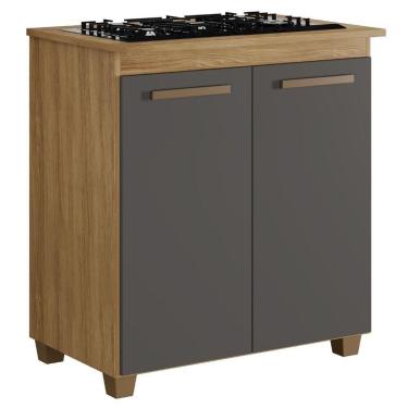 Imagem de Balcão Para Cooktop 4 Bocas Fox Cinamomo Grafite Arte Móveis