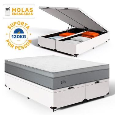 Imagem de Cama Box Baú com Colchão de Molas Ensacadas Classic Maxx White Solteir