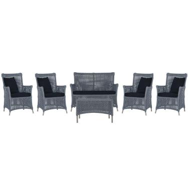 Imagem de Jogo Sofá 4 Poltronas E Mesa Igapó Fendi E12 Trama Original Prata