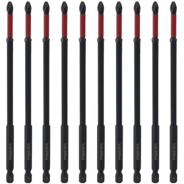 Imagem de LDEXIN Conjunto de 10 peças de chaves de fenda Phillips PH2 magnéticas antiderrapantes 15 cm L, haste sextavada de 1/4 polegada TS2 cruz de aço antiderrapante para inserção de cabeça