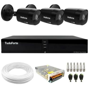 Imagem de Kit 3 Câmeras Intelbras VHD 1230 B Full HD 1080p Black G7 Visão Noturna 30m IP67 + Dvr Tudo Forte TFHDX 3304 4 Canais