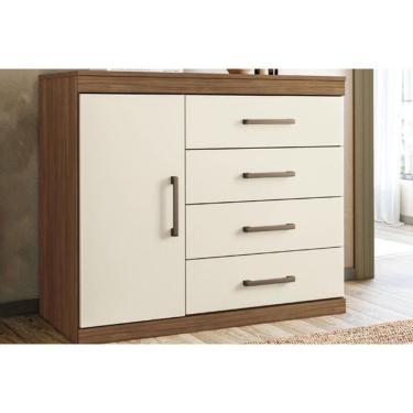 Imagem de Cômoda Solteiro 1.4 Plus C/ 1 Porta E 4 Gavetas Jatobá/areia - Santos Andirá