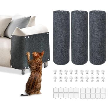 Imagem de Tapete anti-arranhão para gatos, 3 peças, 100 x 30 cm, tapete autoadesivo para arranhões para gatos, protetor de sofá de garra de gatos, protetor de móveis contra arranhões para gatos ou protetor de