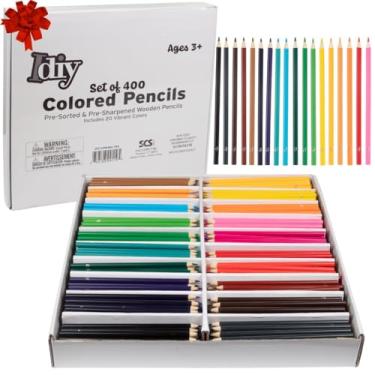 Imagem de Caixas a granel para lápis de cor – 20 cores vibrantes por conjunto, 20 cada (400 unidades) – pré-afiadas, testadas com segurança para crianças, professores, aula de arte, projeto de artesanato de