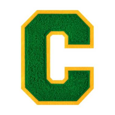 Imagem de 1 Patch de letra de chenille verde de 11,4 cm – Adesivos do alfabeto para roupas, jaquetas, mochilas, chapéus para decoração personalizada, nome personalizado e artesanato. (C)