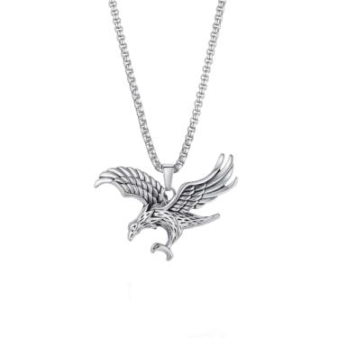 Imagem de RTY Colar com pingente de águia punk, hippie, mosca, pássaro, gargantilha, joia de águia exagerada para ele e ela, one size, Zinco, Sem Pedra Preciosa