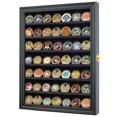 Imagem de Challenge Coin / Casino Chip Display Case Cabinet Holder Shadow Box, Glass Door, Black (COIN56-BL)