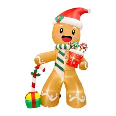 Imagem de IEUDNS Biscoito de Gengibre Inflável com Luzes - Enfeite Divertido E Iluminado para Decoração de Natal, Ideal para Ambientes Internos, Como Jardim E