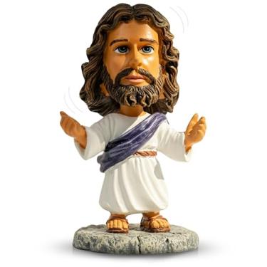 Imagem de Jesus Bobblehead – Mini painel de 11 cm Jesus para carro, estatueta de resina durável – decoração de carro cristão e acessórios religiosos, ornamento de painel de Jesus minúsculo – presente de batismo
