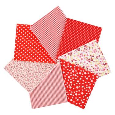Imagem de Ainiv 7 pacotes de tecido quadrados, 50 cm x 50 cm 100% algodão, pacotes de tecido acolchoado, quadrados florais pré-cortados patchwork para acolchoamento, costura, artesanato DIY, máscara, vermelho