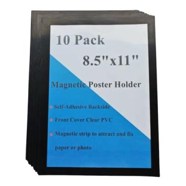 Imagem de Suporte magnético para placa de parede de 21,5 x 28 cm, suporte de parede autoadesivo, moldura magnética para janela de documentos, porta/geladeira, porta-documentos para loja de escritório doméstico