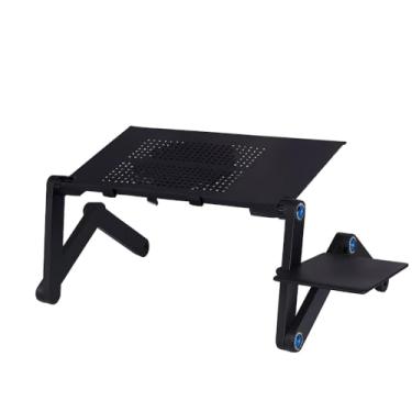 Imagem de Genérico Suporte para Notebook Dobrável e Ajustável, Mesa Portátil com Base Ventilada, Preto, Ergonômico para Trabalho e Estudo
