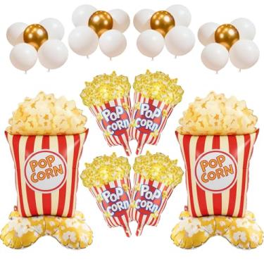 Imagem de 26PCS Popcorn Balloon Set 2 Giant 44.5Inch Standing Foil Balloons and 4 Foil Popcorn 27Inch Balloons Assembled Latex Balloons for Movie Night, Carnival, Circus Theme Birthday Decor, Photo Props