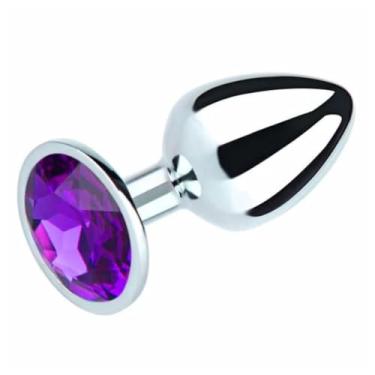 Imagem de Plug Anal De Metal Com Pedra Plug Pequeno Estímulo Visual Térmico Higiene PL007P (ROXO)