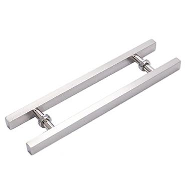 Imagem de Maçaneta deslizante para porta de celeiro retangular quadrada de forma plana, puxador de barra de porta deslizante de aço inoxidável para porta de vidro, ferragens modernas (branco 120 cm de