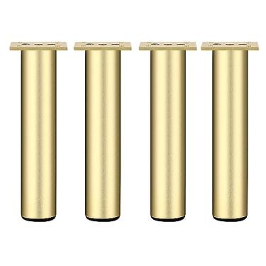 Imagem de AGHXYSQ Conjunto de 4 pernas de móveis, pernas ajustáveis, pernas de sofá de metal moderno, base redonda de alumínio, pernas de substituição Diyniture, para armários de mesa de cadeira pés (150 mm/5,9