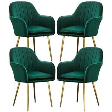 Imagem de Cadeira de jantar cadeiras de recepção de escritório conjunto de cadeiras de jantar de negócios conjunto de cadeiras de jantar de veludo de cozinha conjunto de 4, pés de metal resistente com apoios de