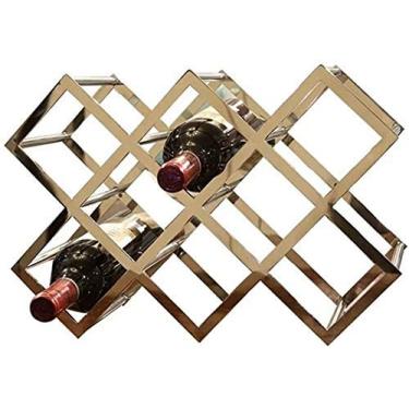 Imagem de Suporte de parede multiuso de ferro para decoração de parede 8 garrafas de rack de vinho Rack de taça de refrigerador de vinho forte capacidade de rolamento