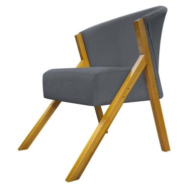 Imagem de Poltrona Decorativa You Suede Braça Amadeirada - Cinza Suede