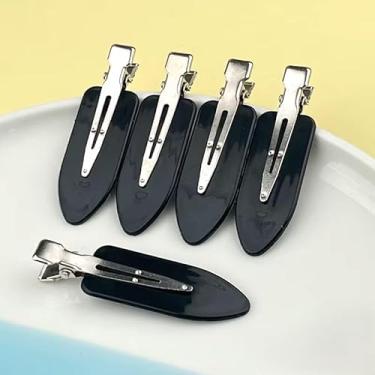 Imagem de Kit com 6 Presilhas para Cabelo Estilosas, Coloridas, 6cm x 1.8cm, Grampos Modernos para Maquiagem e Skincare, Conjunto Multicolorido em Branco, Rosa, Amarelo, Azul e Preto (6 Preto Sólido)