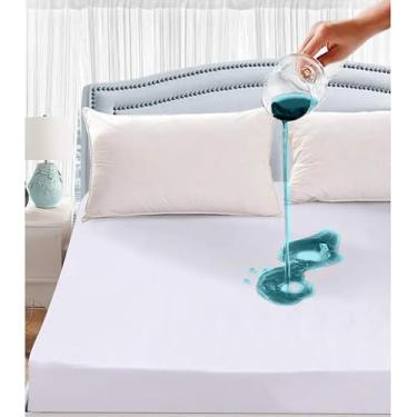 Imagem de Protetor de Colchão Matelado Impermeável, Barreira Anti-Ácaro e Hipoalergênica, Lavável em Máquina, Ajuste 360°, Branco