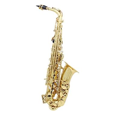 Imagem de EB Saxofone alto latão banhado a prata instrumento de sopro de madeira E sax plano com estojo para saxofone iniciante (cor: dourado 7)