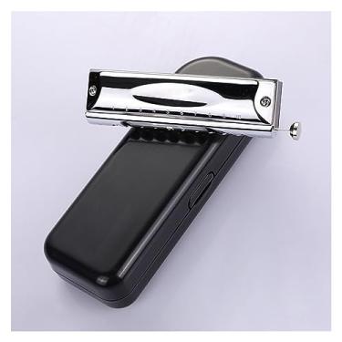 Imagem de Gaita cromática prateada de 10 furos redondos de sopro de gaita instrumento musical