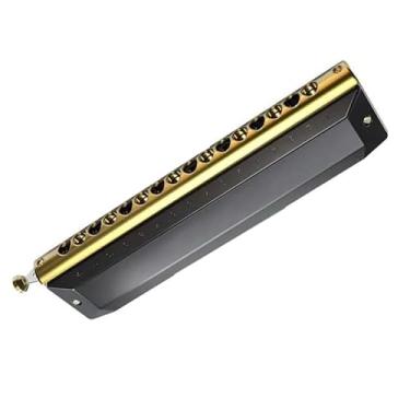 Imagem de Gaita profissional Play 16 furos 64 tons cromática pente de metal instrumento durável adequado para iniciantes