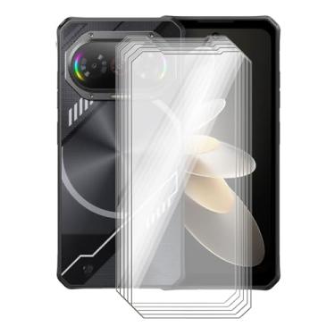 Imagem de YQINHHME Protetor de tela de vidro temperado FOSSIBOT F114, [pacote com 5] Película protetora de dureza 9H para FOSSIBOT F114 (17 cm), filme de vidro temperado altamente transparente, antiarranhões