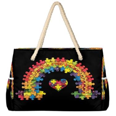 Imagem de hongjinglin Bolsa de praia grande, leve, dobrável, com balão fofo, unicórnio, piscina, bolsa de ombro, Cor 6, Large