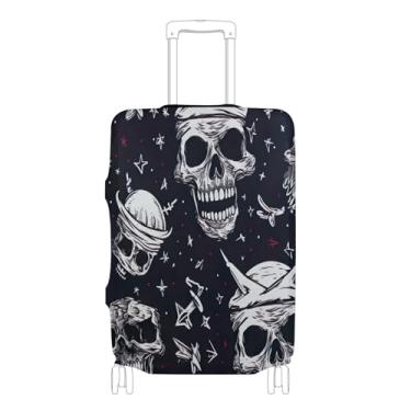 Imagem de xigua Capa de bagagem vintage com esqueletos góticos, tecido altamente elástico, fecho de zíper, protetor de mala, lavável, capa de viagem adequada para bagagem, esqueleto A45, S 18-20 in