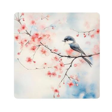 Imagem de SEHANY Saco de maquiagem de pano autoadesivo colorido flores primavera pássaro mágico protetor portátil para lente de câmera envoltório cosmético, bolsa de maquiagem aberta para mulheres, itens